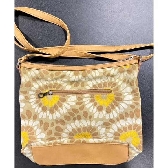 Retro Relic Floral Shoulder Bag With Brown & Yellow Daisies Baxk Zipper - Picture 2 of 8